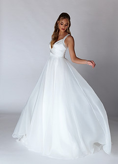 Azazie Caia Hochzeitskleider A-Linie Herzausschnitt Stretch-Satin Kleid Diamantweiß image5