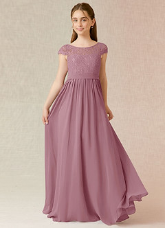 Azazie Silvermist Junior Vintage Mauve A-Line Pleated Chiffon Dress image1