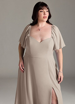 Azazie Chloe Brautjungfernkleider A-Linie Herzausschnitt Chiffon Kleid Frost image12