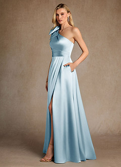 Azazie Easton Mother of the Bride Dresses Sky Blue A-Line One Shoulder Stretch Satin Dress image2