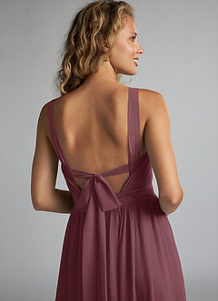 Azazie Aziza Bridesmaid Dresses Sangria A-Line V-Neck Pleated Chiffon Dress image6
