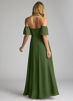 Azazie Sue Jurken voor bruidsmeisjes Converteerbaar Jurk van Chiffon met A-Lijn Off the Shoulder Olijf image4