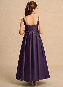 Azazie Mochi Girl Blumenmädchenkleider Ballkleid Plissee Matte Satin Kleid Pflaume image2