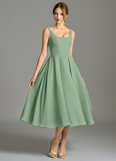 Azazie Amalie Brautjungfernkleider A-Linie Plissee Chiffon Kleid Matcha image3