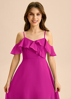 Azazie Kamilla Junior Klä av A-Line i Chiffong Av axeln image7