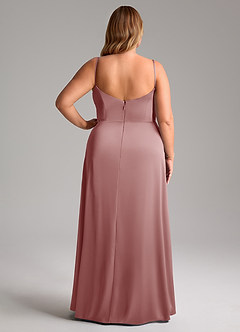 Azazie Azuree Bridesmaid Dresses Dusty Rose A-Line Pleated Stretch Satin Dress image10