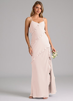 Azazie Nancie Bridesmaid Dresses Rose Petal Mermaid Ruched Chiffon Dress image4