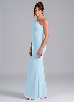 Azazie Rinna Bridesmaid Dresses Sky Blue Mermaid One Shoulder Chiffon Dress image4