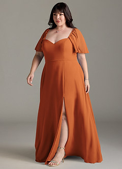 Azazie Chloe Bridesmaid Dresses Cinnamon A-Line Sweetheart Neckline Chiffon Dress image11