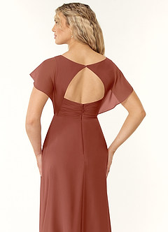Azazie Rylee Robes de demoiselle d'honneur Robe Trapèze en Mousseline de soie Plissée Auburn image2