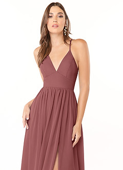 Azazie Aaida Brautjungfernkleider A-Linie Korsett Chiffon Kleid Amethyst image6