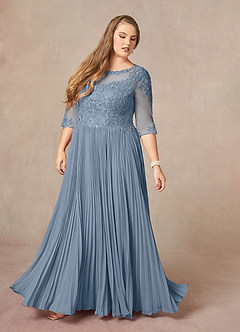 Azazie Corinne Mother of the Bride Dresses Dusty Blue A-Line Sequins Chiffon Dress image10