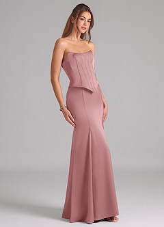 Azazie Ximena Bridesmaid Dresses Dusty Rose Mermaid Corset Stretch Satin Convertible Dress image5