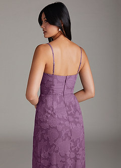 Azazie Maci Bridesmaid Dresses Wisteria Sheath Pleated Floral Burnout Dress image6