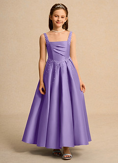 Azazie Mochi Girl Flower Girl Klänningar Klä Balklänning i Matt satäng Plisserad image1