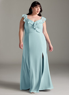 Azazie Sophie Bridesmaid Dresses Sea Glass A-Line Off the Shoulder Chiffon Convertible Dress image9