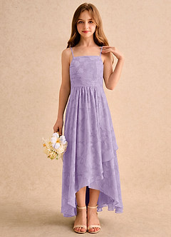 Azazie Twilight Girls Formal Sukienki dla dziewczynek sypiących kwiaty Litera A Plisowana Kwiatowe wypalenie Asymetryczny Sukienka image5