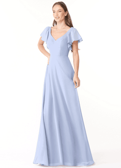 Azazie Syenna Abiti da Damigella Abito A-Line in Chiffon Increspato Ghiaccio image4