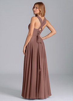 Azazie Darana Bridesmaid Dresses Espresso A-Line Corset Chiffon Dress image6