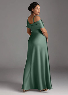 Azazie Milton Mother of the Bride Dresses Eucalyptus A-Line Pleated Stretch Satin Dress image12