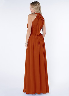 Azazie Iman Brautjungfernkleider A-Linie A-Linie Gerüscht Chiffon Kleid Paprika image5