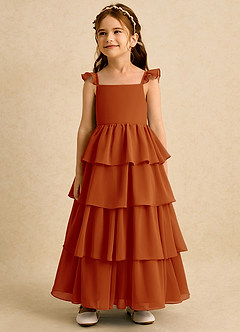 Azazie Boba vestidos de niña de las flores Vestido de Pimenton de Gasa de Corte En A con Escote Cuadrado image4