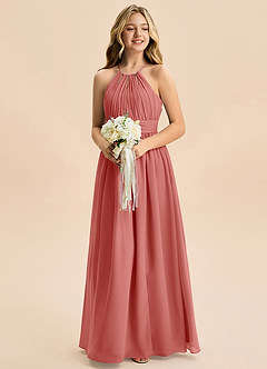 Azazie Noelle Junior Robe Trapèze en Mousseline de soie Plissée Antique Rose image5