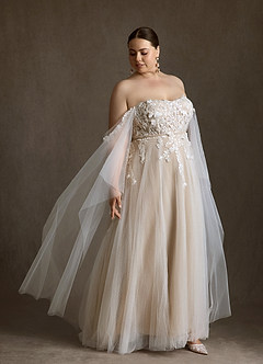 Azazie Wynery Robes de mariée Robe Princesse en Dentelle Épaules dénudées Diamant Nude image15
