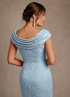 Azazie Irvine Abiti per la Madre della Sposa Abito A-Line in Burnout Floreale Plissettato Azzurro image5