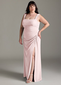 Azazie Jesaphine Abiti da Damigella Abito Tubino in Chiffon Fiocco Rosa Rossore image11