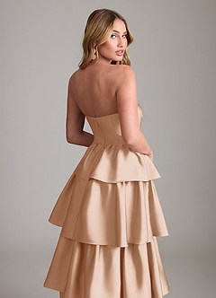 Azazie Faye Bridesmaid Dresses English Rose A-Line Ruched Stretch Satin Dress image6