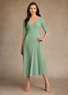Azazie Durant Mother of the Bride Dresses Matcha A-Line Pleated Chiffon Dress image4