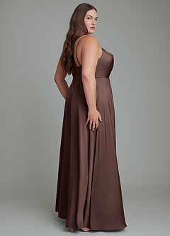 Azazie Sarella Bridesmaid Dresses Ganache A-Line Pleated Stretch Satin Dress image7