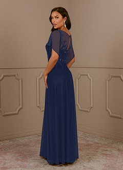 Azazie Cavell Mother of the Bride Dresses Dark Navy A-Line Sequins Mesh Dress image5