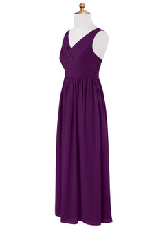 Azazie Kora Junior Grape A-Line Pleated Chiffon Dress image7