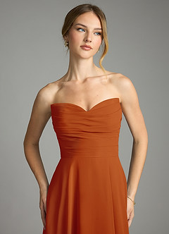 Azazie Ayla Abiti da Damigella Abito A-Line in Chiffon Scollo a Cuore Paprika image6