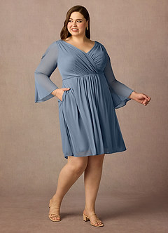 Azazie Teraso Final Sale Twilight A-Line Pleated Mesh Dress image12