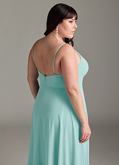 Azazie Akita Robes de demoiselle d'honneur Robe Trapèze en Mousseline de soie Aqua image11