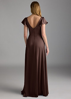 Azazie Omari Bridesmaid Dresses Ganache A-Line Stretch Satin Dress image2