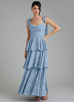 Azazie Jude Bridesmaid Dresses Powder Blue A-Line Sweetheart Neckline Floral Burnout Dress image2