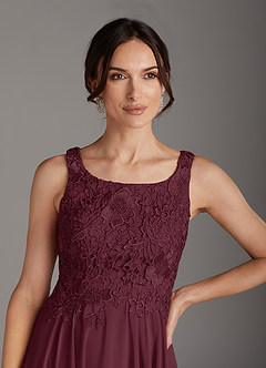 Azazie Kana Mother of the Bride Dresses Cabernet A-Line Scoop lace Chiffon Dress image10