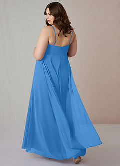 Azazie Emerald Bridesmaid Dresses Blue Jay A-Line Ruffled Chiffon Dress image8