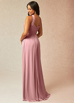 Azazie Hillian Bridesmaid Dresses Dusty Rose A-Line Halter Pleated Mesh Dress image4