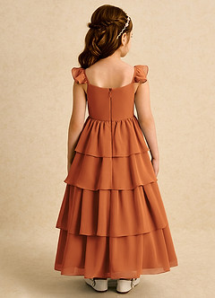 Azazie Boba Flower Girl Dresses Cinnamon A-Line Square Neckline Chiffon Dress image2