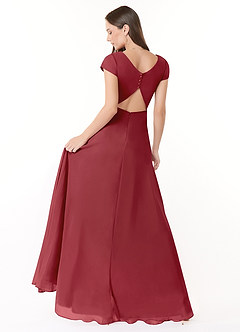 Azazie Hainsly Bridesmaid Dresses Pomegranate A-Line Sweetheart Neckline Chiffon Dress image4