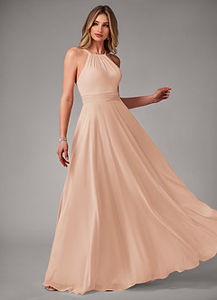Azazie Amalia Bridesmaid Dresses English Rose A-Line Pleated Chiffon Dress image4