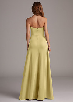 Azazie Wren Robes de demoiselle d'honneur Robe Trapèze Convertible en Satin extensible Sans bretelle Sorbet Citron image5