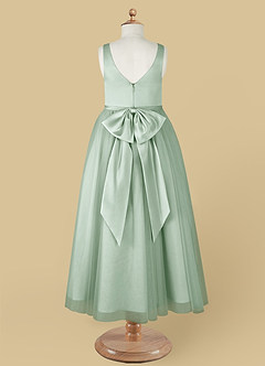 Azazie Marybell Flower Girl Dresses Agave A-Line Bow Tulle Dress image10