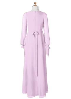 Azazie Leonia Junior Frosted Lilac A-Line with Pockets Chiffon Dress image8