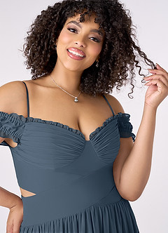 Barbie ♥ Azazie Bridesmaid Dresses Neptune A-Line Off the Shoulder Chiffon Convertible Dress image8